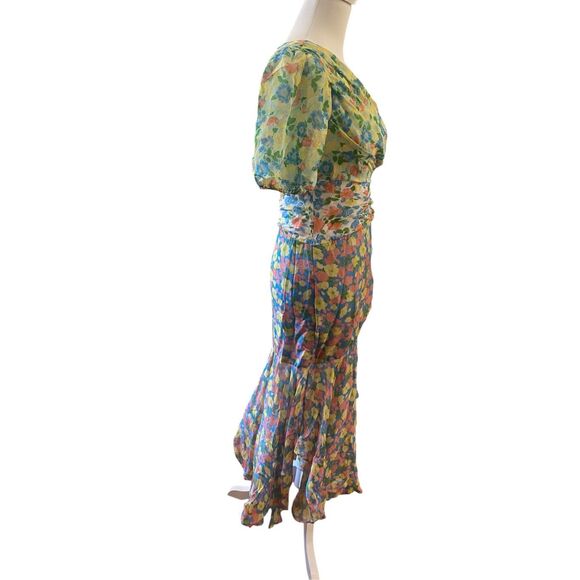 AMUR Jaylah Floral Asymmetrical One Sleeve Dress Size 8 MSRP: $598 - Picture 6 of 9